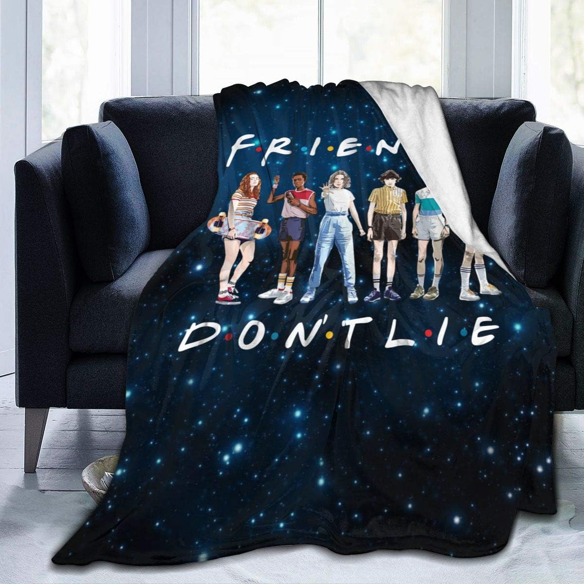 Dreaamy S-tra-nger Friends Do-n't L-ie Hawkins Things Micro Fleece Blanket Throw Super Soft Fuzzy Lightweight Hypoallergenic Plush Bed Couch Living Room (50"x40", Friends Don't Lie Hawkins)