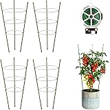 JCKHXG 4 Pack Tomato Cage, 18 inches Plant Support Cages for Garden, Upgrade Garden Plant Stakes with Adjustable Rings, Plant