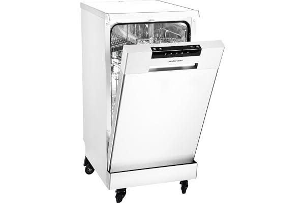 HAMILTON BEACH Portable Dishwasher with Wheels, 19in Wide, 8 Place Settings Capacity, White