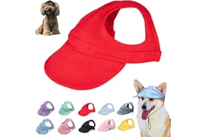 ANKIKINA Outdoor Sun Protection Hood for Dogs, Dog Outdoor Sun Protection Hat, Adjustable Dog Sun Protection Baseball Hat Cap with Ear Holes (Red, Medium)