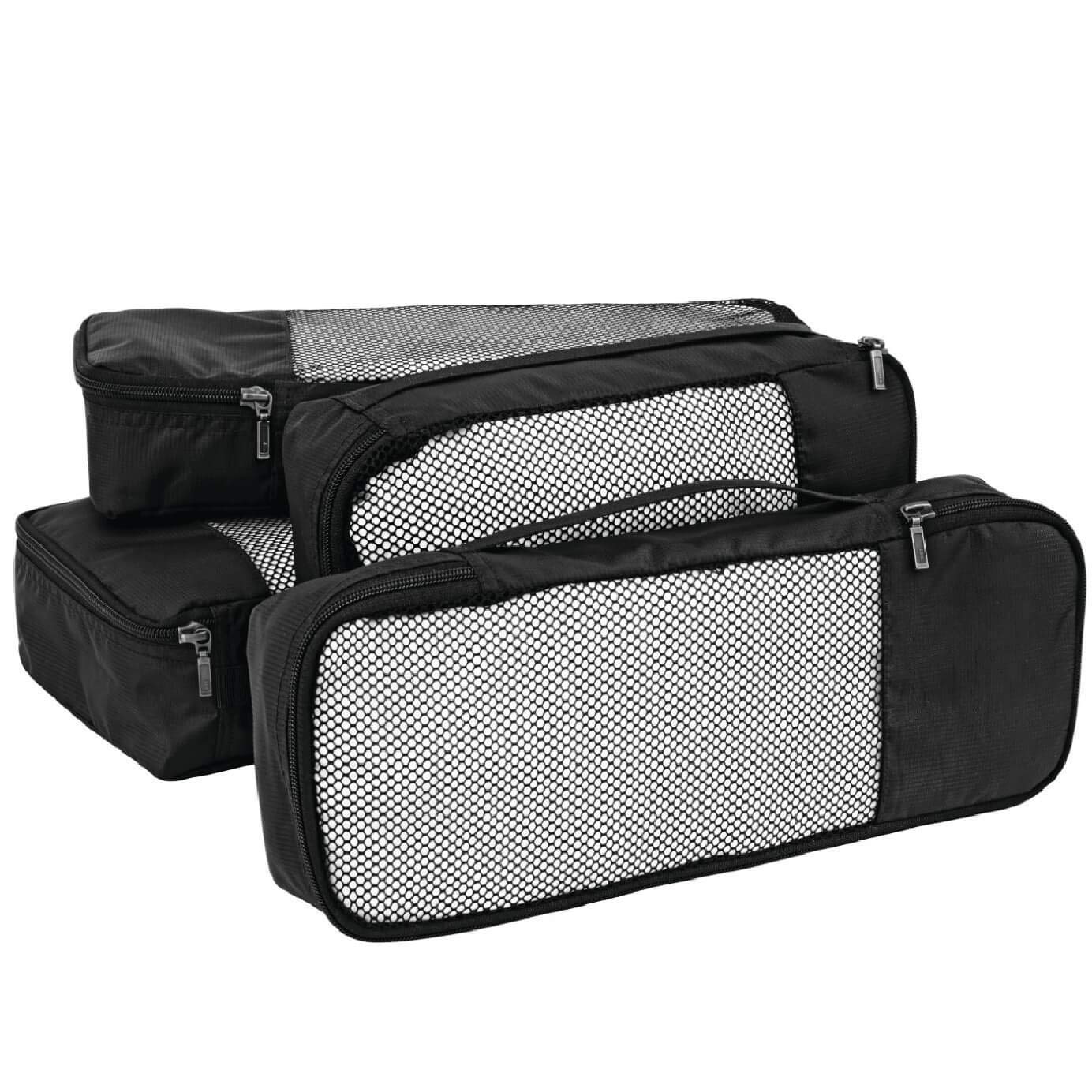 FATMUG Polyester & Fabric Travel Pouches (Set of 4) (Black_600025SWBGA1