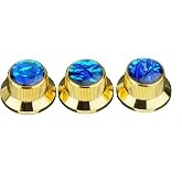 Guyker Top Hat Potentiometer Control Knobs with 6.3mm Dia. Shaft Pots - 3PCS CNC Aluminium alloy Bell Speed Tone Volume Switch Knob Replacement for Electric Guitar or Precision Bass, Gold CKB019B