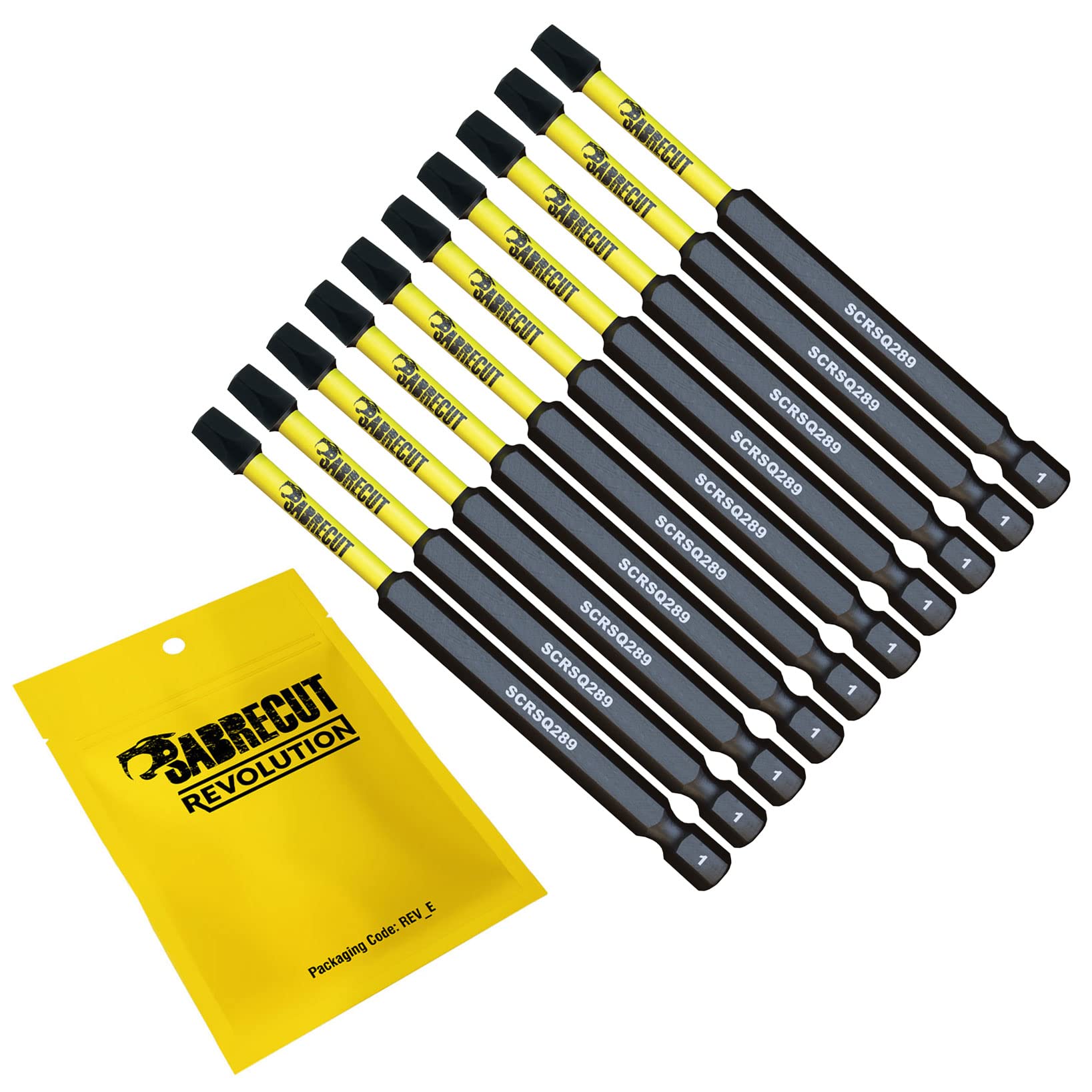 10 x SabreCut SCRSQ289_10 89mm SQ2 Square Magnetic Impact Screwdriver Driver Bits Set Single Ended Heavy Duty