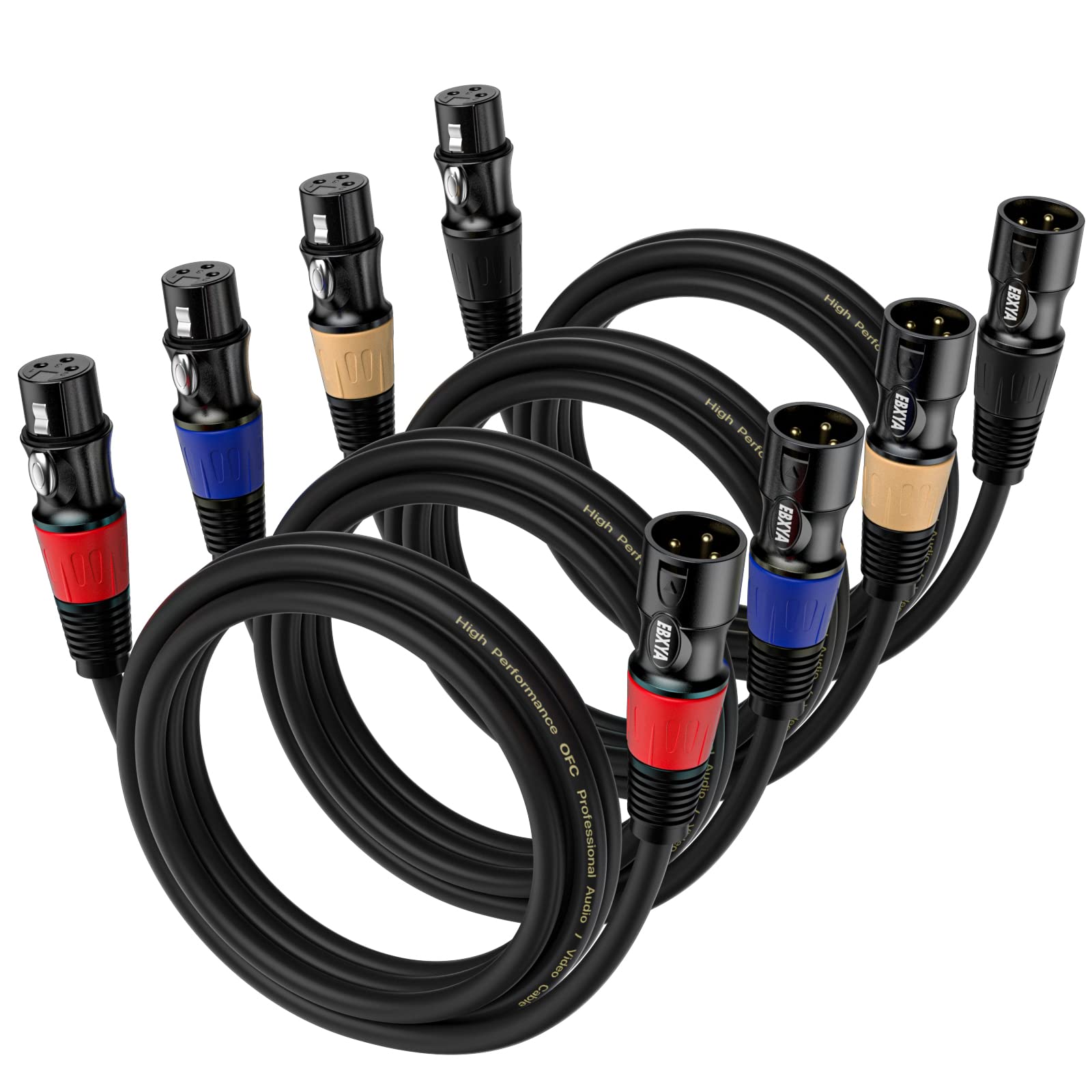 EBXYA XLR Male to Female Cable 1M 4Pack - 3-Pin Balanced DMX Patch Cable โ image 1