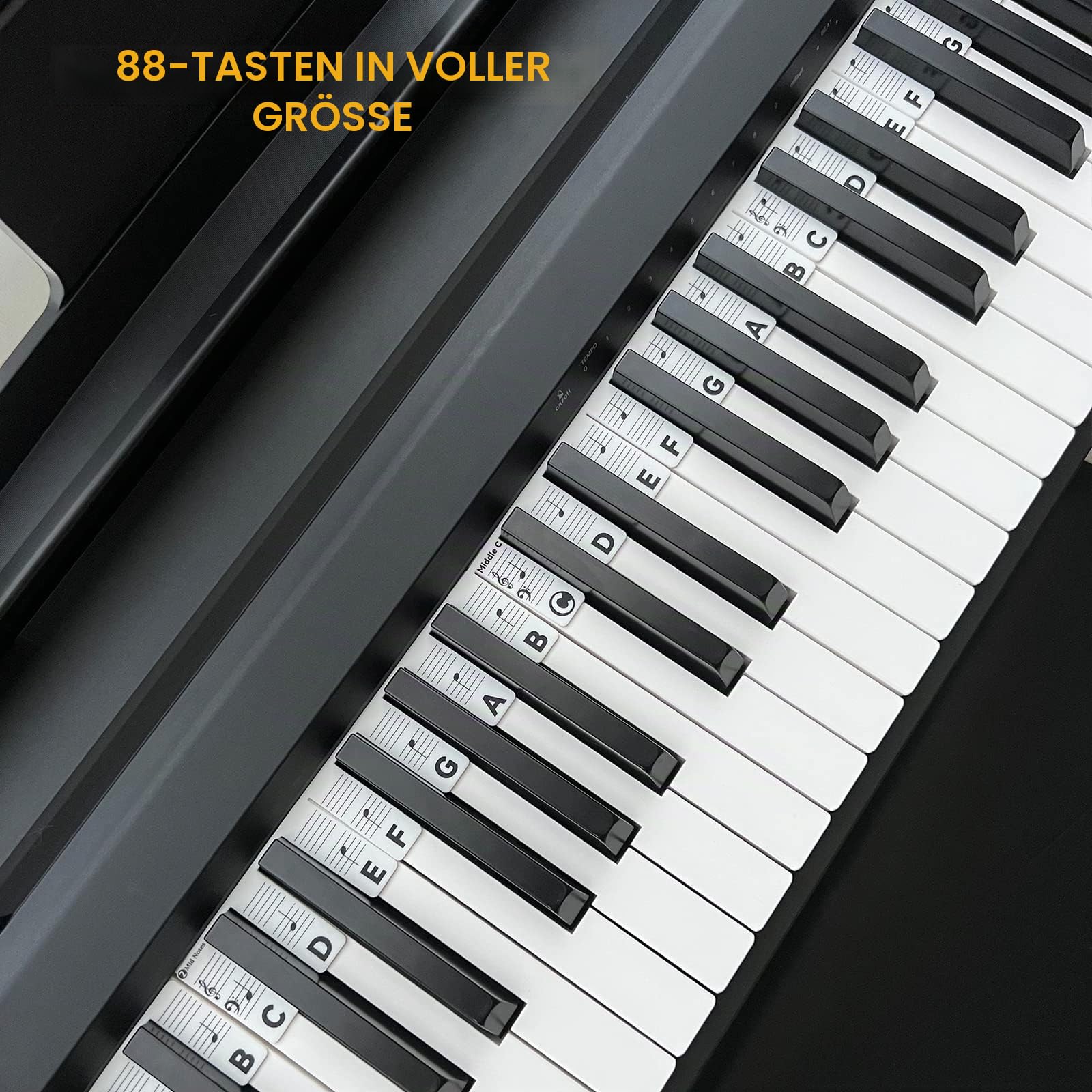 BEATBIT Klavierführer für Anfänger, abnehmbare Klaviertastatur-Notenetiketten zum Lernen, aus Silikon, keine Aufkleber erforderlich, wiederverwendbar und wird mit Box geliefert (Schwarz) 3