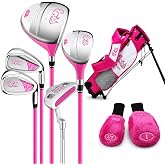 PGM Junior Golf Club Complete Set for Children Kids, 5 Golf Clubs with Stand Bag and 2 Headcovers for Boys &amp; Girls, Right Hand