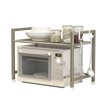 El estante Tubo Cuadrado de Dos Pisos Horno de microondas (Tubo de ...