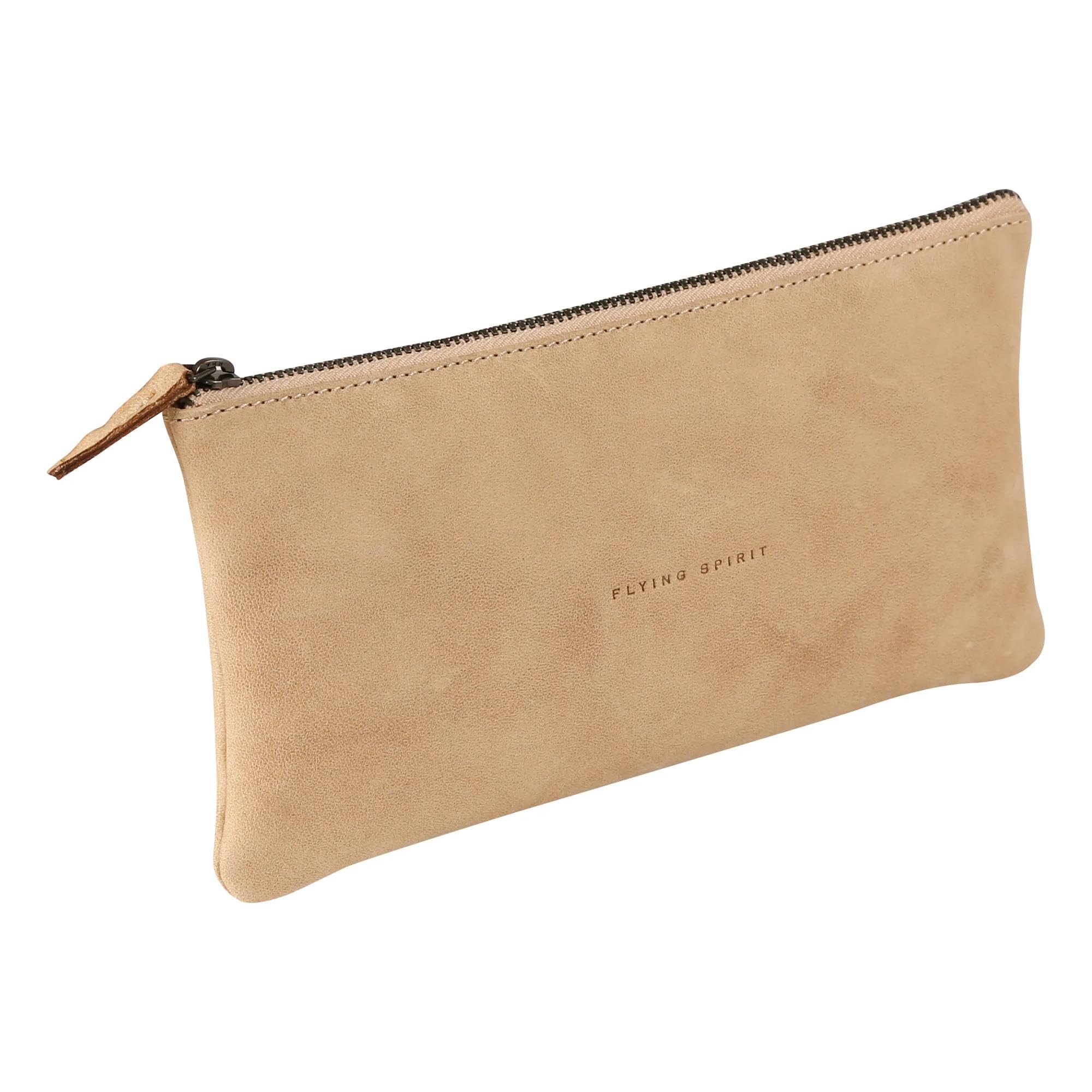 Clairefontaine 103513C - A flat pencil case Flying Spirit 22x11 cm, in aged lambskin, Beige — image 1
