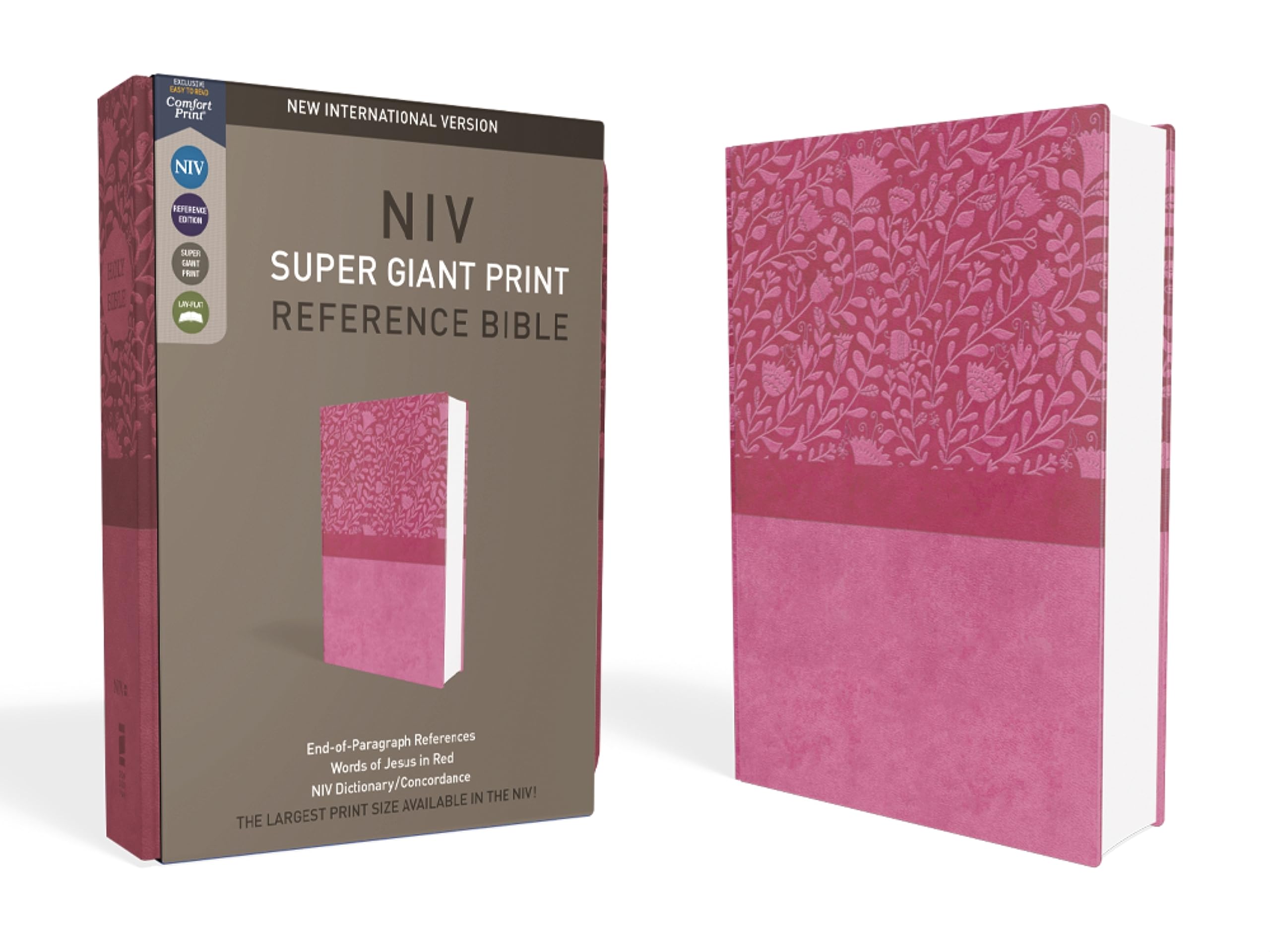 NIV, Super Giant Print Reference Bible, Leathersoft, Pink, Red Letter, Comfort Print NIV, Super Giant Print Reference Bible, Leathersoft, Pink, Red Letter, Comfort Print Imitation Leather