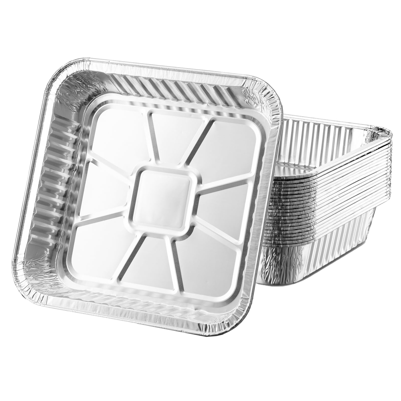 Priksia 30 Pcs 8 Inch Square Aluminum Foil Tray | Disposable Tin Foil Baking Trays & Air Fryer Liners for Baking, Cooking, Oven & Air Fryer