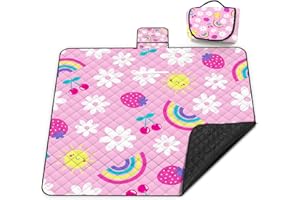 POEDIST Extra Large Picnic Blanket Waterproof,80"x 80"Foldable Machine Washable Beach Blankets,Outdoor Blanket for 6-8 Adults, Picnic Mat Suitable for Indoor Crawling,Park Beach,Camping,Hiking, Travel(Pink)