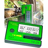 Digital Window Tint Meter TM-26 &ndash; 3-in-1 Automotive VLT Tester with UVR &amp; IRR Measurement, 8mm Slot Light Transmittance Meter for Car Side Windows and Solar Film Inspection (TM-26 with PU case)