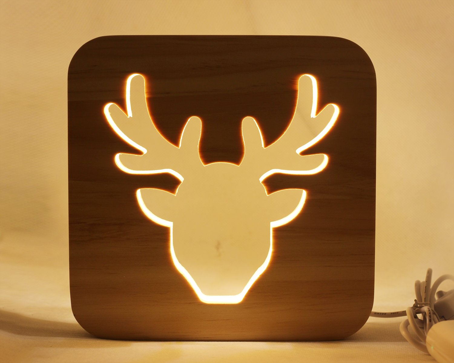 Led Baby Child Nursery Night Light Bedside Home Decor Lamp, Decor Night Lights for Kids and Adults, Lamps for Bedroom Living Room 3D Shadow Lamp-Deer