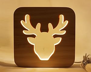 Led Baby Child Nursery Night Light Bedside Home Decor Lamp, Decor Night Lights for Kids and Adults, Lamps for Bedroom Living Room 3D Shadow Lamp-Deer