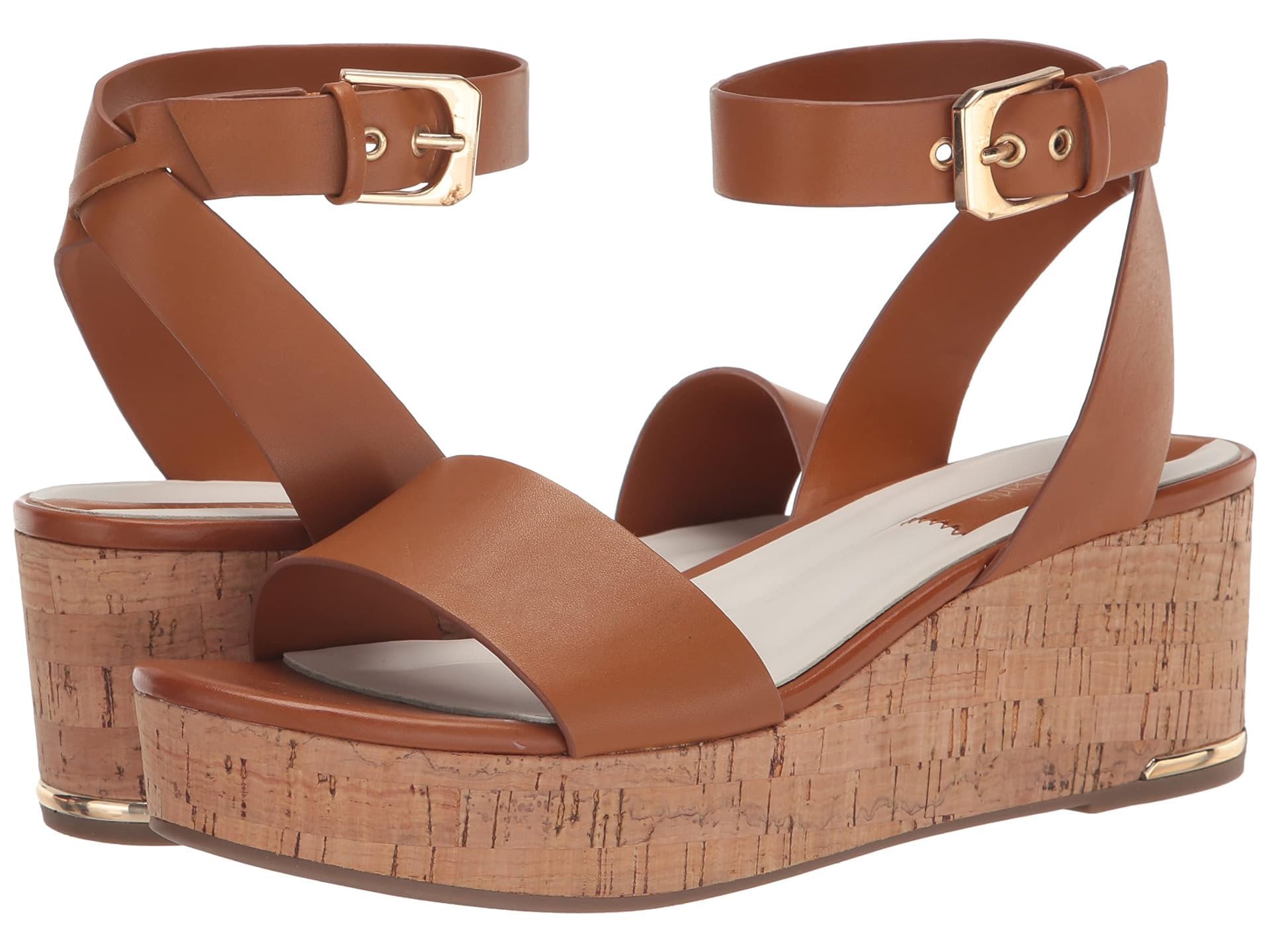 Franco Sarto Womens Presley Platform Wedge Tan Brown Leather 5 M