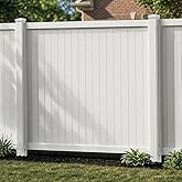 WamBam Cambridge Privacy Fence, White Vinyl No Dig DIY Kit | 6ftH x 6ftW, 1 Panel + 1 Post, BL19110