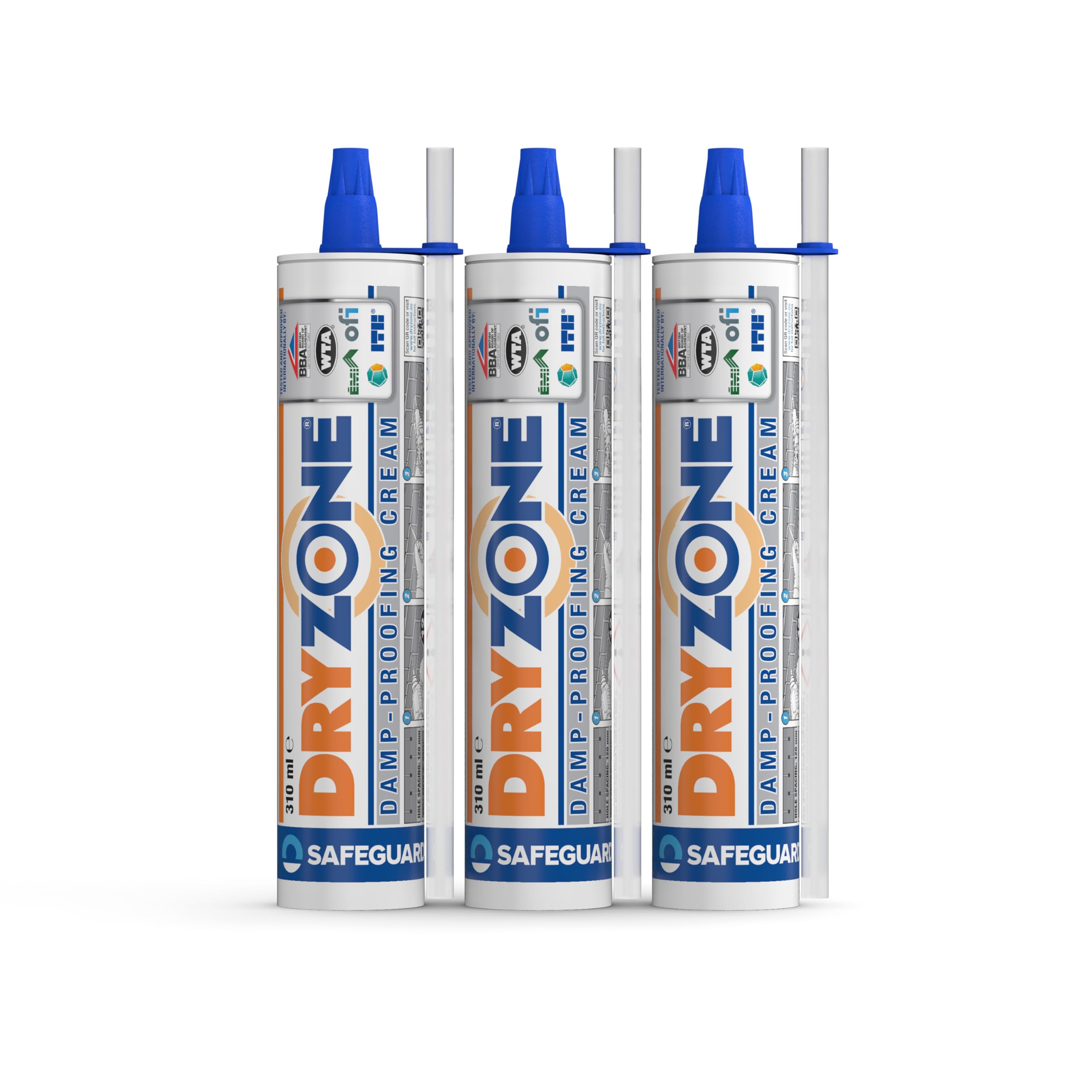 Dryzone Damp Proofing Cream (DPC) - 310 x (3Pack) - High-strength Injection cream for rising damp treatment. BBA & WTA Approved
