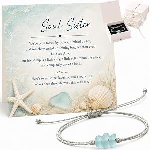 FOYA Sea Glass Bracelet for Soul Sister Gift - Let Us Feel the Sunshine Together Sea Glass Bracelet Jewelry
