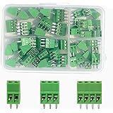 Molence 50PCS 2.54mm 0.1" Pitch PCB Mount Screw Terminal Block Connector, 2P 3P 4P Terminals 150V 6A for 26-18AWG Cable