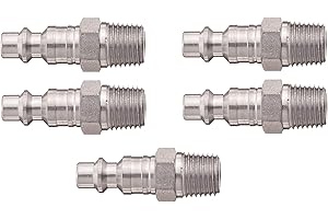 DIXON VALVE Dixon D2M2-S Stainless Steel 303 Air Chief Industrial Interchange Quick-Connect Hose Fitting, Plug, 1/4" Coupling x 1/4" NPT Male (5)