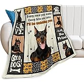 Doberman Blanket Doberman Decor Throw Blanket Super Soft Flannel Lightweight Fluffy Plush Fuzzy Fleece Stuff Blanket Gifts for Dog Lover Girl Woman Adults Man Boys Kids Baby for Bed Sofa 40"X50"