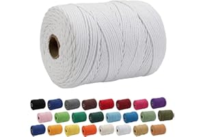 Macrame Cord, ZOUTOG 4mm x 328 yd (about 300m) 100% Natural Cotton Soft Unstained Rope for Handmade Plant Hanger Wall Hanging Craft Making, White