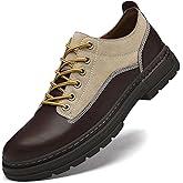 Vintage Oxford Shoes for Men Leather Splice Fashion Lightweight Lug Sole Platform Anti-Slip Retro Dress Derby Sneakers for Causal Work Business