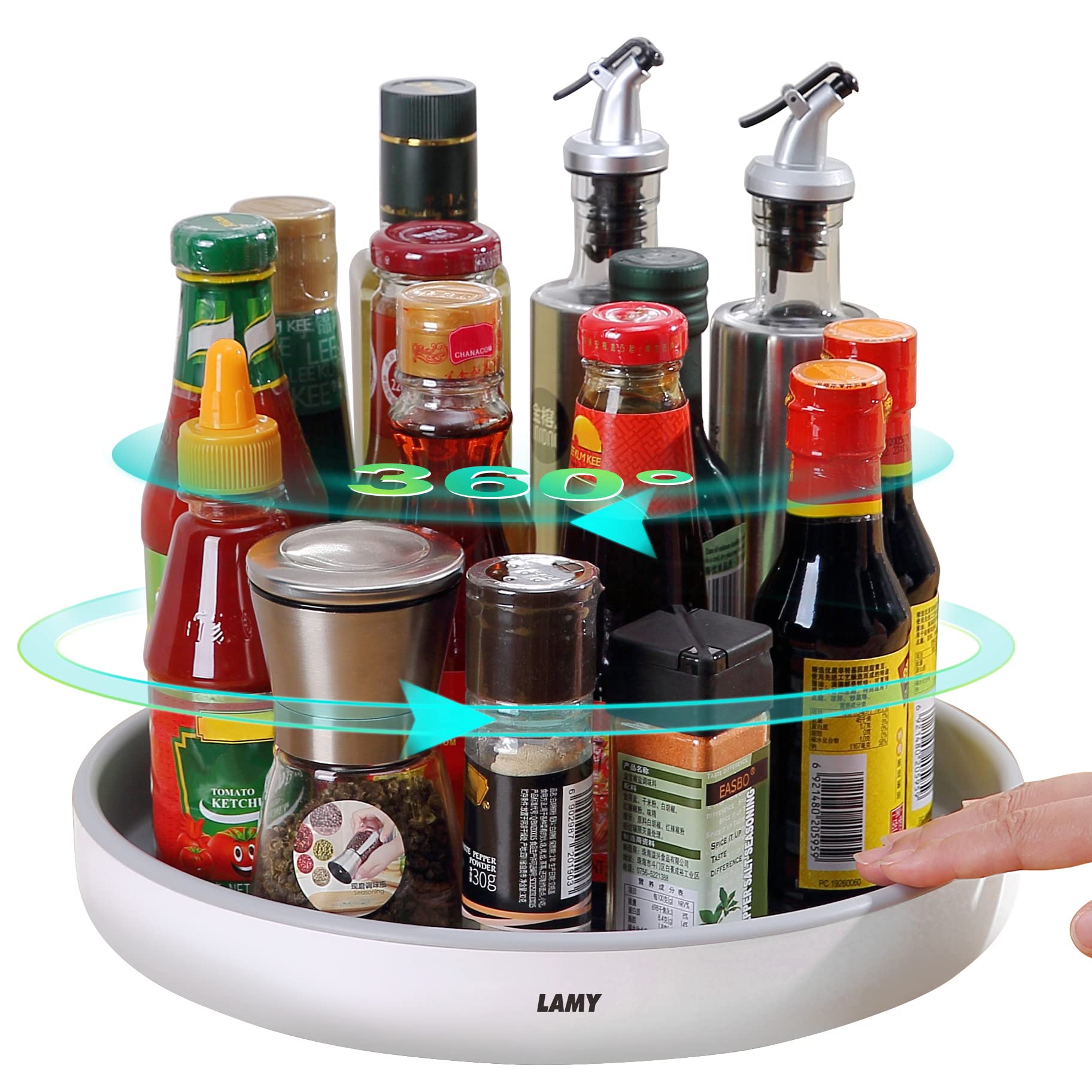 Photo 1 of LAMY Lazy Susan Organizer, 12-Inch Lazy Susan Turntable for Cabinet, Refrigerator, Dining Table and Table top - Versatile Organizers and Storage Solution for Kitchen, Pantry, and Bathroom - Grey