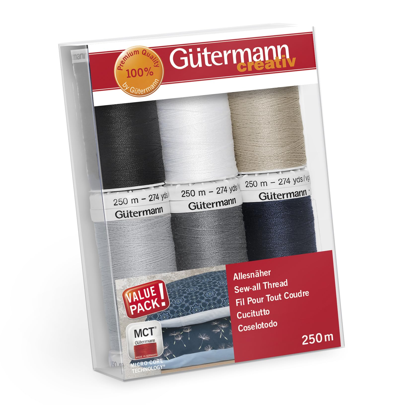 Gütermann creativ Sewing Thread Set with 6 spools Sew-All Thread 250 m in Different Colours