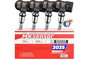 Autel TPMS Sensor Set of 4, MX-Sensor 2in 1 315MHz + 433MHz Press-in TPMS Universal Programmable Sensor, OE-Level 100% Cloneable by Autel TPMS Tool TS408S TS501 PRO TS508 TS508WF (4PCS Metal Stem)