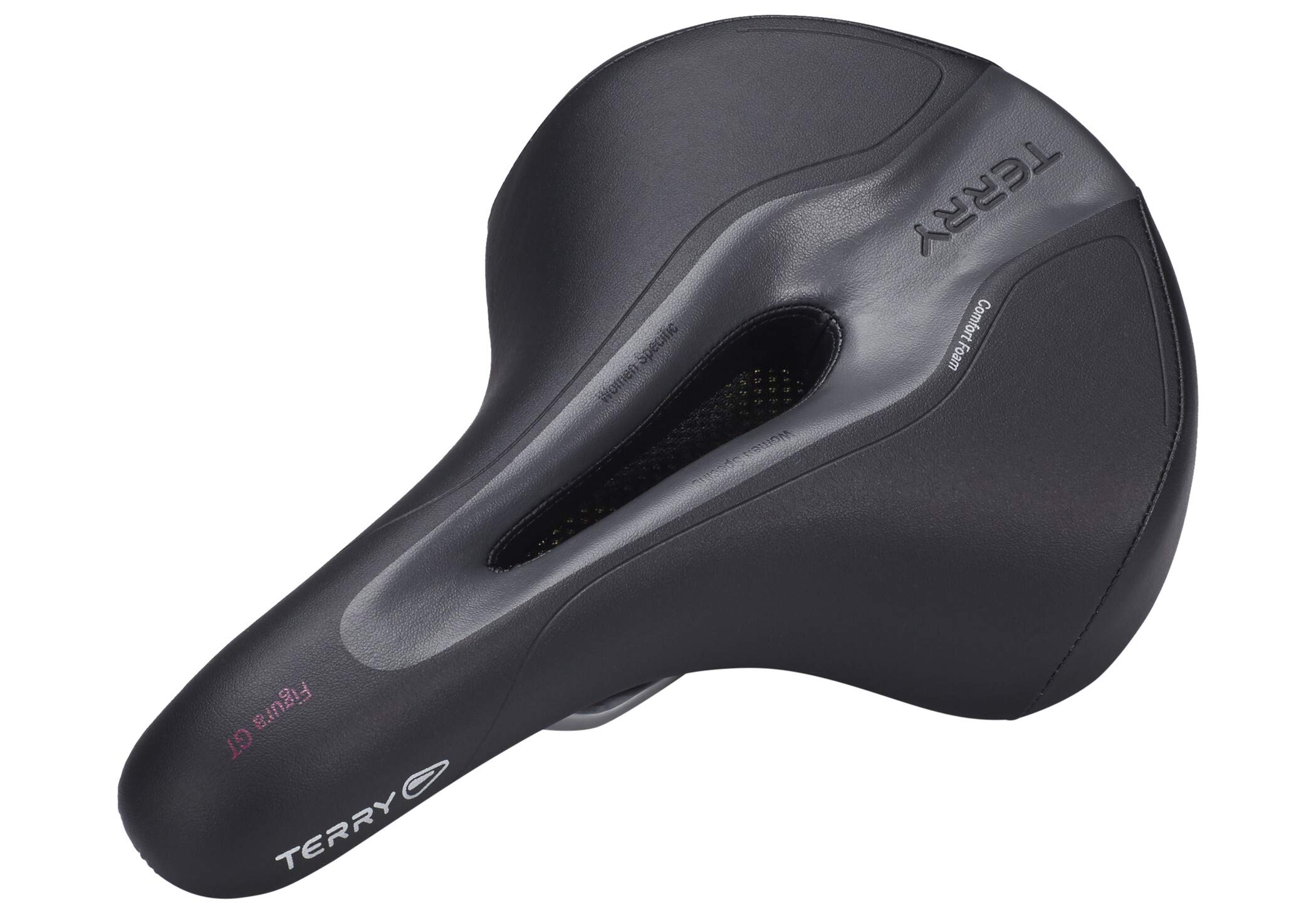 Terry Figura GT 423 006 06 Women's Saddle with CrMo Frame and WeatherMax Dura Silk Outer Material in Black, Seat Width 9 cm - 12 cm