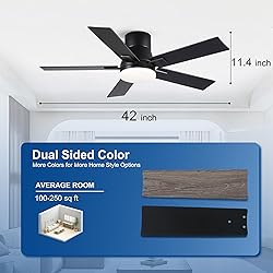42 Inch Ceiling Fans with Lights and Remote,Flush