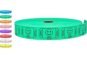 Tacticai 2000 Raffle Tickets, Smile, Green (1 of 8 Colors), Single Roll, Ticket for Events, Entry, Class Reward, Fundraiser & Prizes