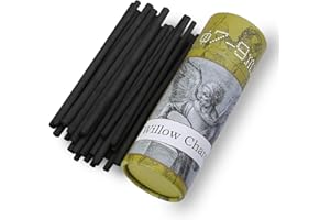 HAUSTGO Willow Charcoal Sticks - Natural Willow Charcoal for Artists, Beginners, or Students of All Skill Levels - Perfect for Drawing and Sketching, Approx. 7-9mm Dia, 25 Sticks