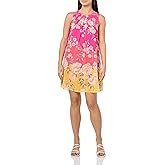 Jessica Howard Womens Sleeveless Pleated Jewel Neck Shift Mini Dress