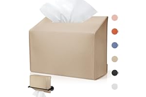 QUISBE Disposable Hand Towel Box Cover Compatible with Kleenex Disposable Paper Hand Towels, Leather Tissue Box Cover Holder for Bathroom Holder (Khaki-1 Pack)