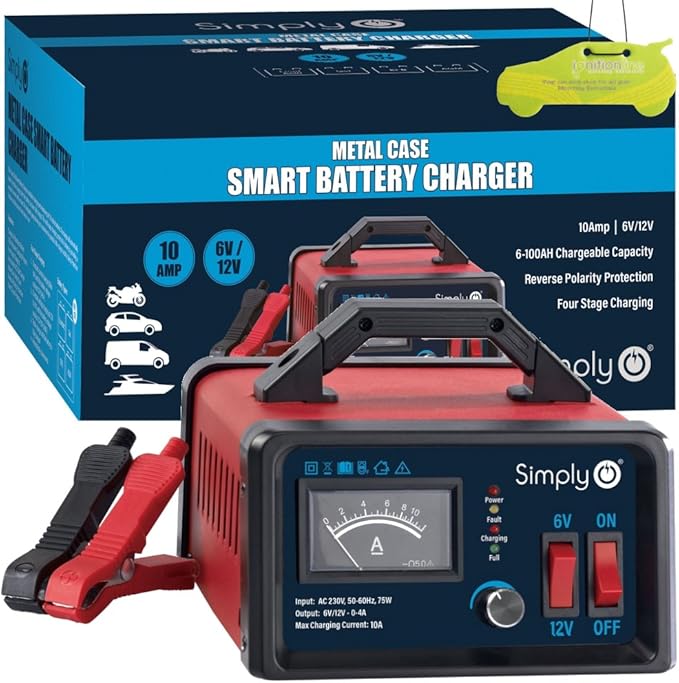Simply 6V / 12V 10Amp Heavy Duty Metal Case Smart Battery Charger