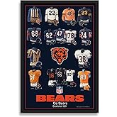 Sporticulture NFL Football Wall Art Print Framed - Chicago Bears Poster Team Uniform Heritage Jersey Wall Decor - NFL Football Posters for Boys Bedroom & Decorations for Man Cave, 14X20
