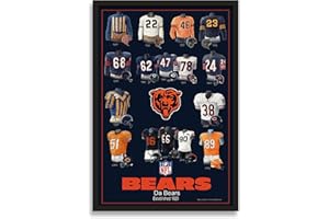 Sporticulture NFL Football Wall Art Print Framed - Chicago Bears Poster Team Uniform Heritage Jersey Wall Decor - NFL Football Posters for Boys Bedroom & Decorations for Man Cave, 14X20
