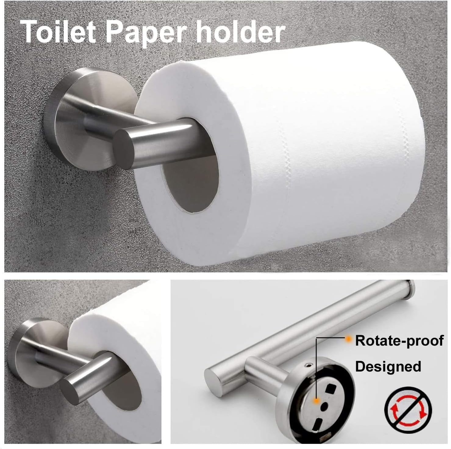 Nolimas 5Pieces Brushed Nickel Bathroom Hardware Set Included 16" Lengthen Hand Towel Bar,Toilet Paper Holder,3pcs Robe Towel Hooks SUS304 Stainless Steel Bathroom Accessories Kit: Home & Kitchen