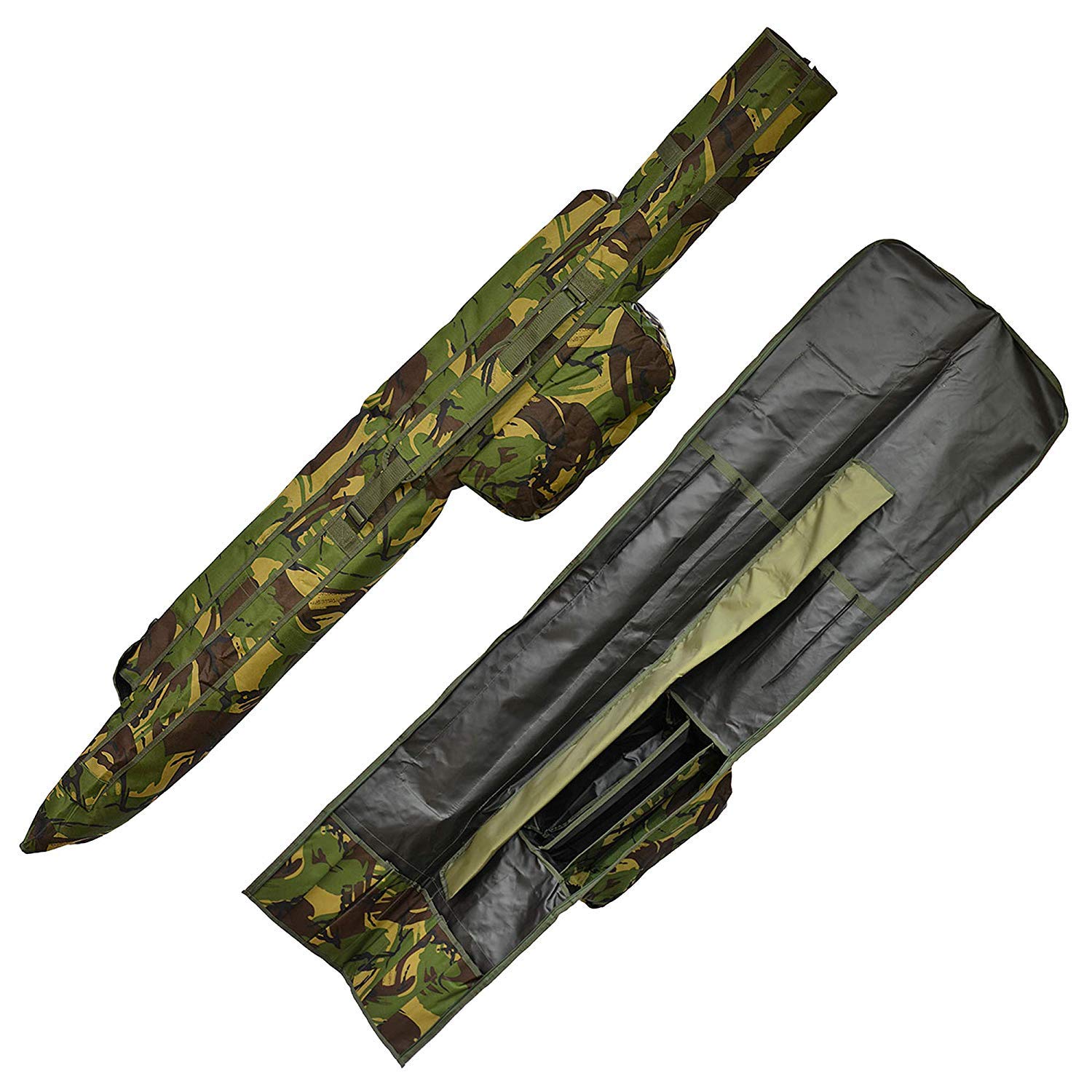 Camo DPM Carp Coarse Fishing Rod and Reel Holdall Carryall 3 + 3 Made Up Rods