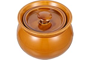 Cabilock Ceramic Soup Bowl 500Ml Clay Pot with Lid for Kitchen Cooking and Family Dining Use
