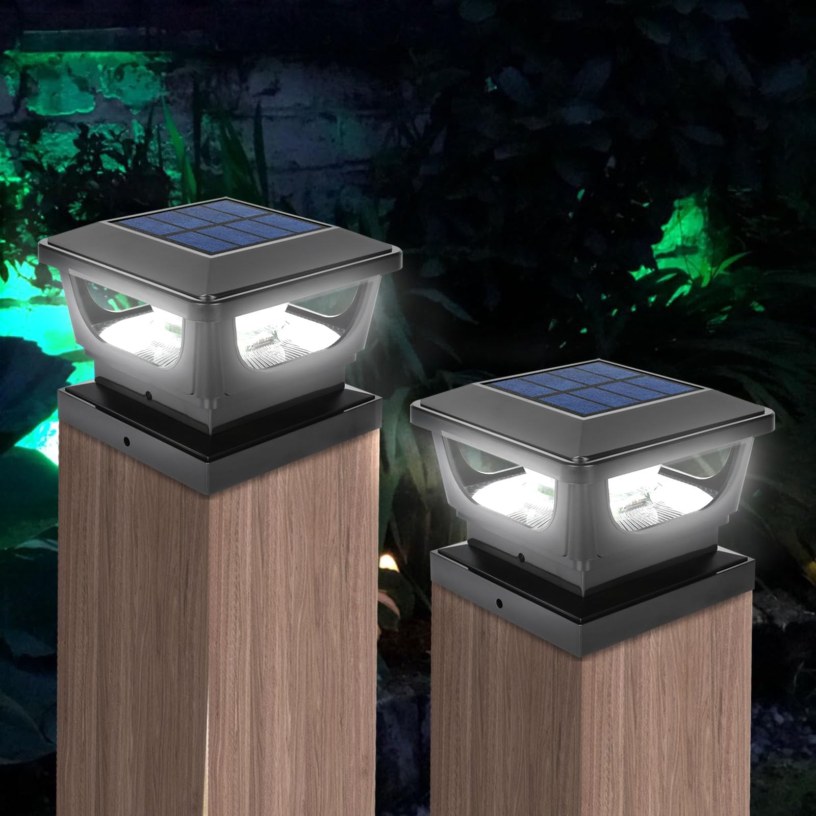 GEYUEYA Home Solar Post Cap Lights Outdoor,IP65 Waterproof Post Solar Lights Fence Cap Light for 3x3 3.5×3.5 4x4 inch Wooden Posts Deck Patio Garden Yard Decoration-2 Pack