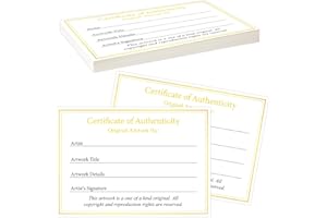 GISGFIM 24 Pieces Certificate of Authenticity Premium Certificates Ideal for Valuations Collectibles and Artwork Gifts for Artists Artisans Handicraft Worker (5.83 x 4.13 Inch)