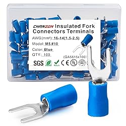 Chanzon UL Listed Insulated Fork Terminals #10 M5