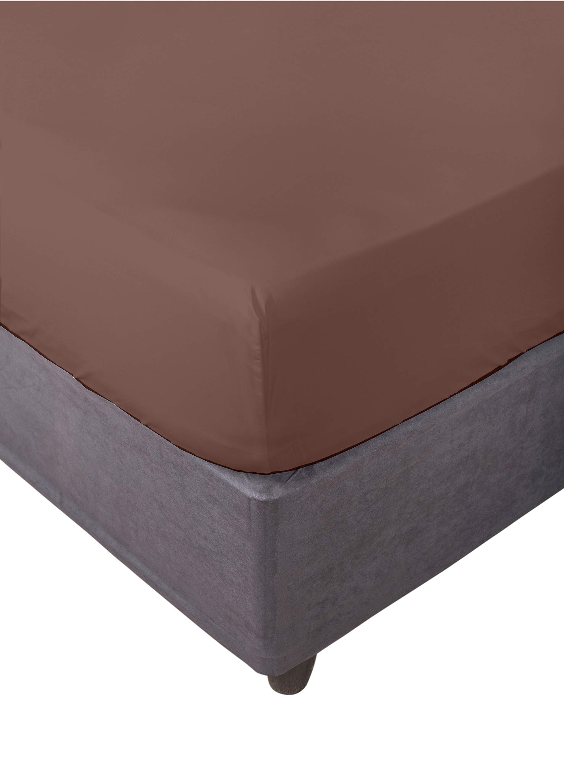Miracle Home. Fitted Sheet, Elastic, Soft, Comfortable, Anti-Pilling. Cotton 50% 50% Polyester. Chocolate Brown. 90 x 200 cm — image 1