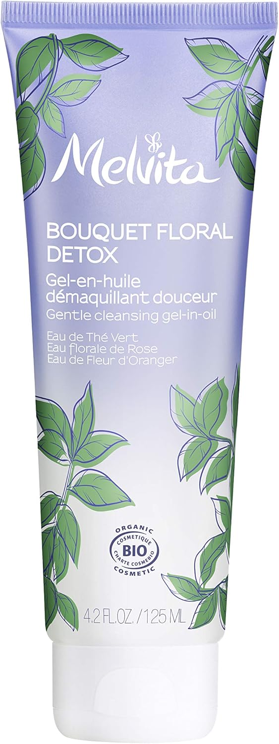 Melvita Floral Bouquet Detox Organic Gentle Cleansing Gel-in-Oil 125 ml, Transparent, 125 ml (Pack of 1)