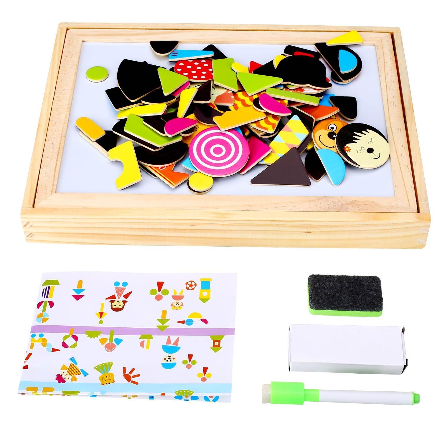 Jouets Puzzle en Bois Magnétique Peradix Jouets Tableau Dessiner Enfant Jouets Double Face