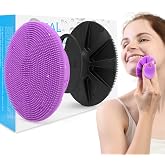 Silicone Face Scrubber 2 Pack, BEAUTAIL Manual Facial Cleansing Brush | Gentle Face Exfoliator for Sensitive Skin, Skin Care Exfoliating Face Scrubber for Men and Women, Black+Purple