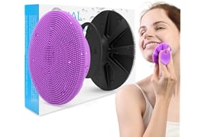 BEAUTAIL Silicone Face Scrubber 2 Pack, Manual Facial Cleansing Brush, Gentle Face Exfoliator for Sensitive Skin, Skin Care Exfoliating Face Brush for Men and Women, Black+Purple